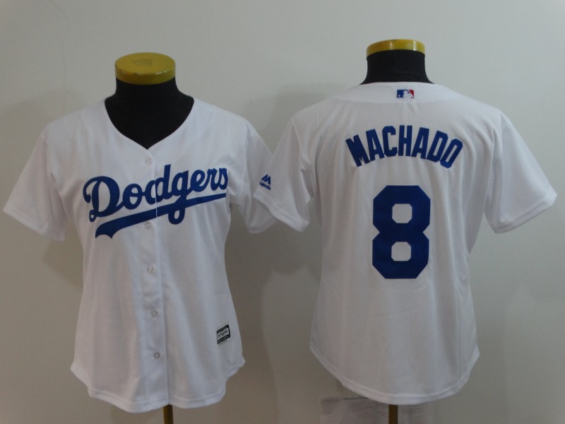 2018 Women Los Angeles Dodgers #8 Machado white MLB Jerseys->women mlb jersey->Women Jersey